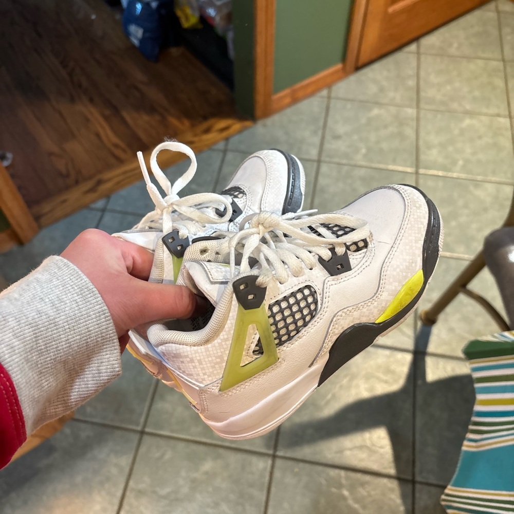 Jordan Kids White and Black Sneakers with Yellow Accents